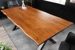 Riess-Ambiente Esstische|Mehr... > Massiver Esstisch GENESIS 200cm braun Akazienholz schwarz X-Gestell Baumkante