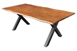 Riess-Ambiente Esstische|Mehr... > Massiver Esstisch GENESIS 200cm braun Akazienholz schwarz X-Gestell Baumkante