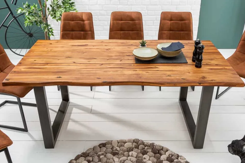Riess-Ambiente Esstische|Mehr... > Massiver Esstisch GENESIS 200cm braun Akazienholz Baumkante Eisengestell Industrial