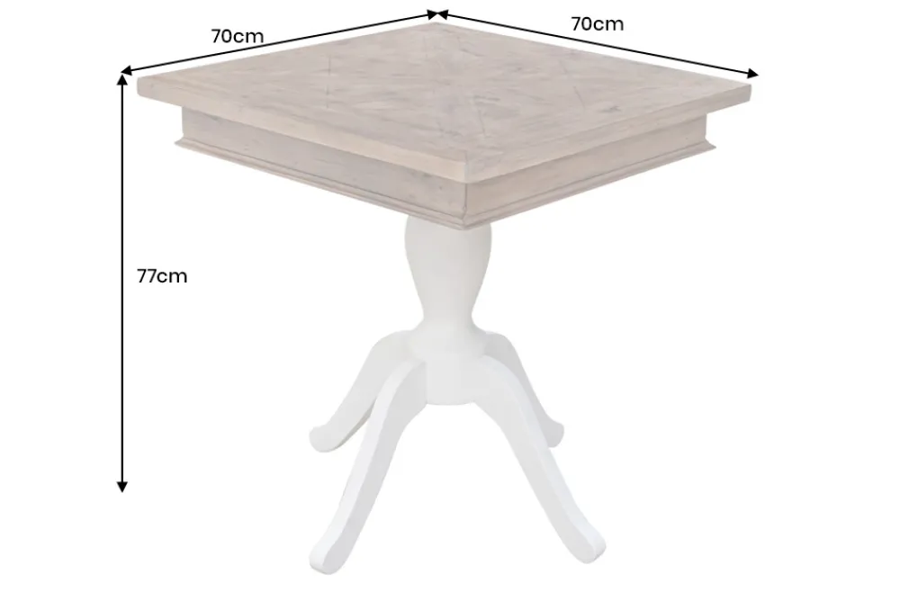 Riess-Ambiente Mehr...|Massivholzesstische > Massiver Esstisch HAMPTONS 70cm hellbraun creme recycelte Pinie Bistrotisch