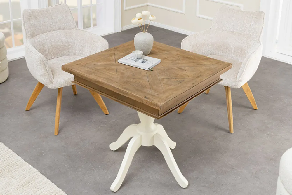 Riess-Ambiente Mehr...|Massivholzesstische > Massiver Esstisch HAMPTONS 70cm hellbraun creme recycelte Pinie Bistrotisch