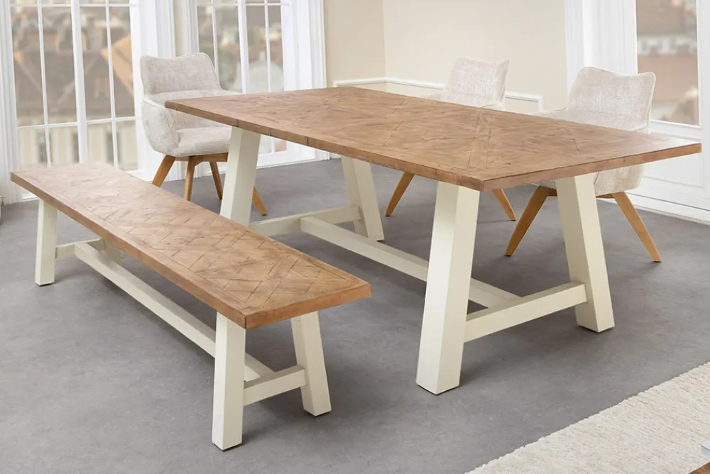 Riess-Ambiente Esstische|Mehr... > Massiver Esstisch HAMPTONS 165cm hellbraun creme Pinienholz