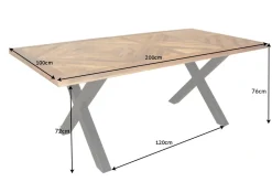 Riess-Ambiente Esstische|Skandinavisch > Massiver Esstisch INFINITY HOME 200cm natur schwarz Mangoholz Industrial Design X-Gestell
