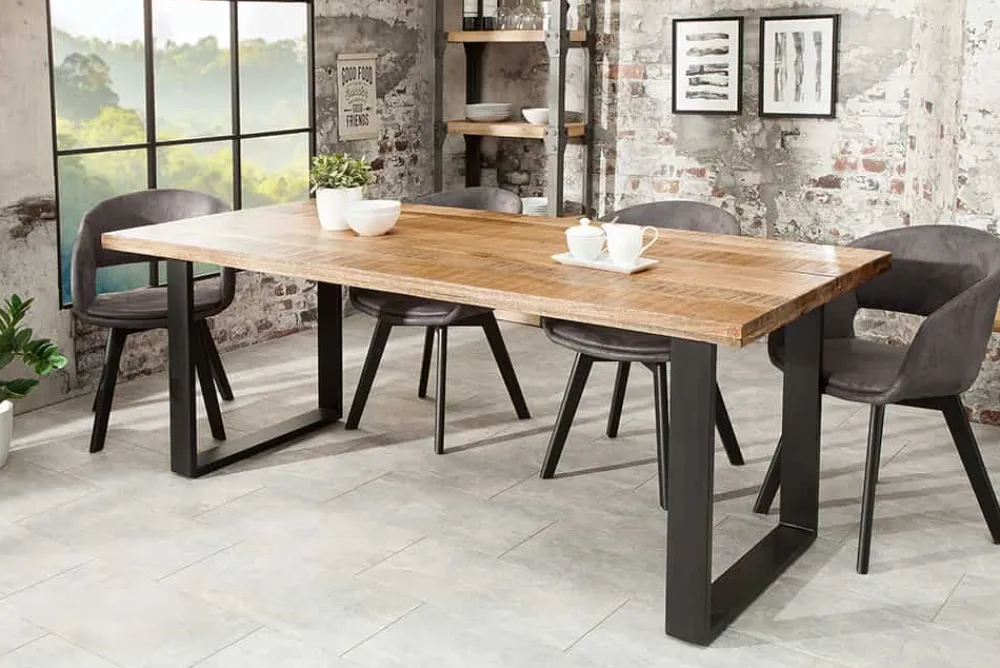 Riess-Ambiente Esstische|Mehr... > Massiver Esstisch IRON CRAFT 160cm natur Mangoholz Eisen Kufengestell Industrial Design
