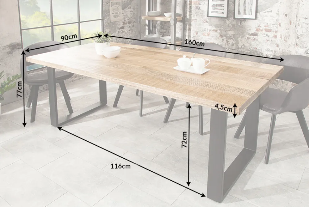 Riess-Ambiente Esstische|Mehr... > Massiver Esstisch IRON CRAFT 160cm natur Mangoholz Eisen Kufengestell Industrial Design