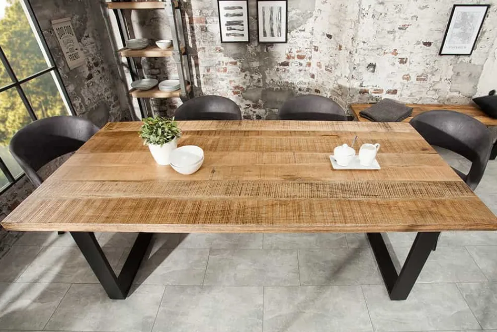 Riess-Ambiente Esstische|Mehr... > Massiver Esstisch IRON CRAFT 180cm natur Mangoholz Eisen Kufengestell Industrial Design