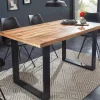 Riess-Ambiente Mehr...|Massivholzesstische > Massiver Esstisch IRON CRAFT 140cm Mangoholz schwarzes Eisengestell Kufe Industrial Design