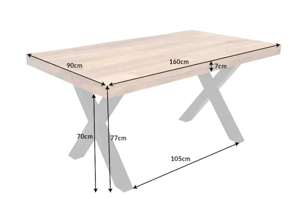 Riess-Ambiente Esstische|Mehr... > Massiver Esstisch IRON CRAFT 160cm natur Mangoholz Industrial Design schwarz Metall