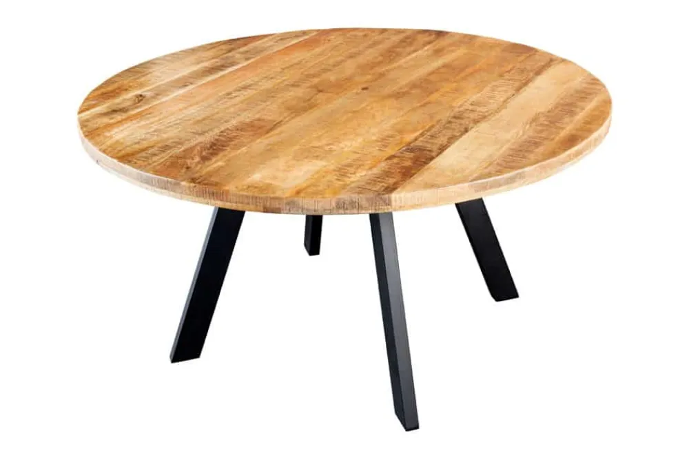 Riess-Ambiente Mehr...|Massivholzesstische > Massiver Esstisch IRON CRAFT 140cm natur rund Mangoholz Metall Industrial Design
