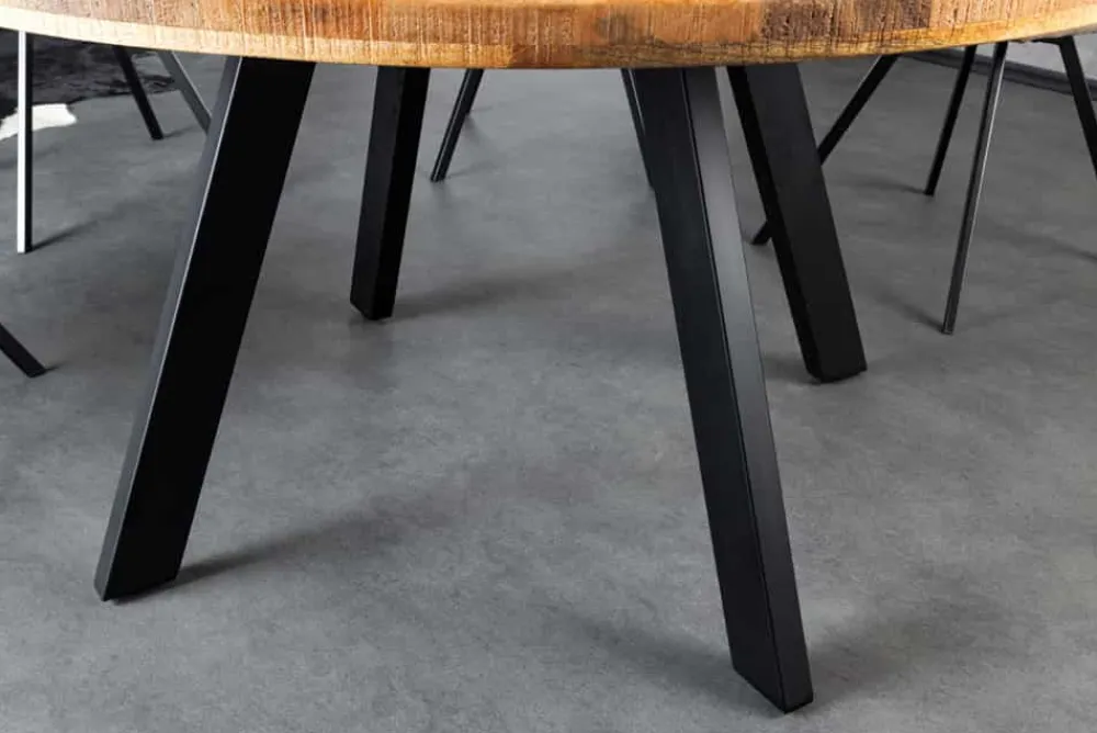 Riess-Ambiente Mehr...|Massivholzesstische > Massiver Esstisch IRON CRAFT 140cm natur rund Mangoholz Metall Industrial Design