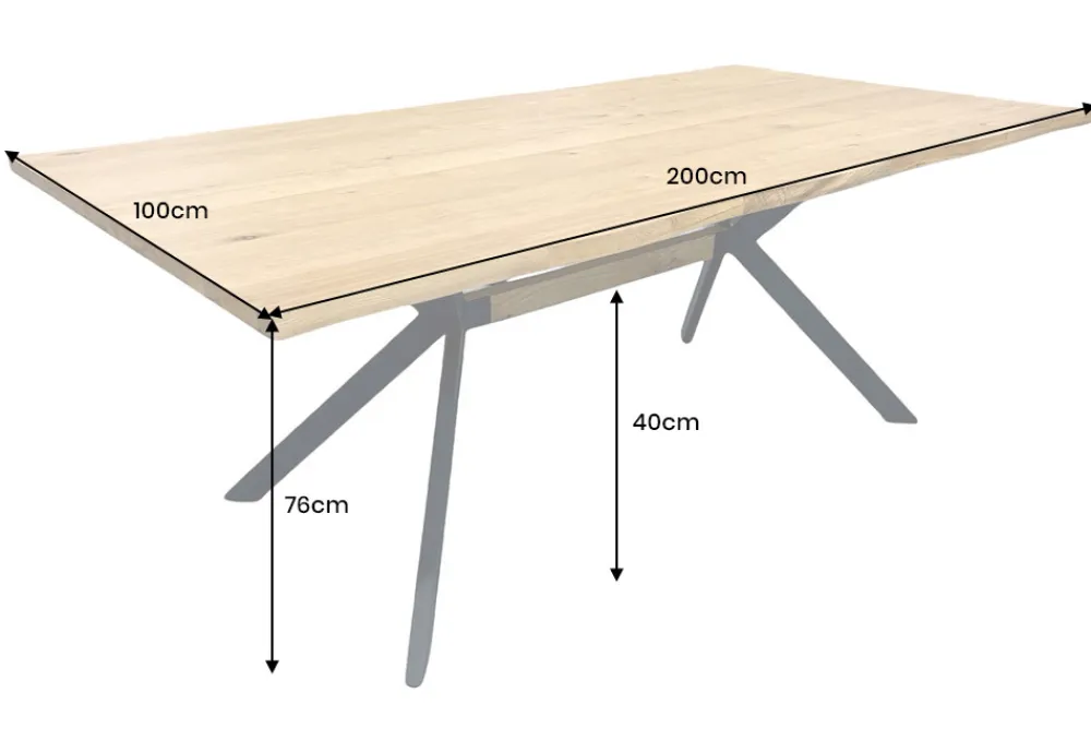Riess-Ambiente Mehr...|Massivholzesstische > Massiver Esstisch LOFT 200cm natur Eichenholz schwarzes Eisengestell Industrial