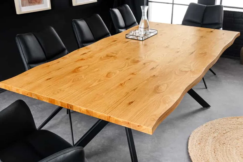Riess-Ambiente Mehr...|Massivholzesstische > Massiver Esstisch LOFT 200cm natur Eichenholz schwarzes Eisengestell Industrial
