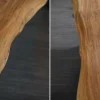 Riess-Ambiente Mehr...|Massivholzesstische > Massiver Esstisch MAMMUT 160cm natur Akazie schwarz X-Gestell Baumkante
