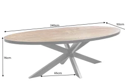 Riess-Ambiente Industrial Loft|Esstische > Massiver Esstisch MOUNTAIN SOUL 240cm rötlich grün schwarz oval Naturstein Eisen