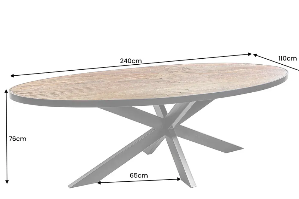 Riess-Ambiente Industrial Loft|Esstische > Massiver Esstisch MOUNTAIN SOUL 240cm rötlich grün schwarz oval Naturstein Eisen