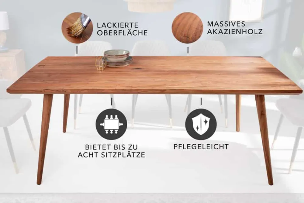 Riess-Ambiente Mehr...|Massivholzesstische > Massiver Esstisch MYSTIC LIVING 160cm Akazie natur Massivholz