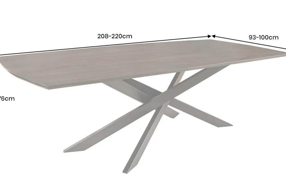 Riess-Ambiente Mehr...|Massivholzesstische > Massiver Esstisch SIGNUM 220cm dunkelbraun Mangoholz Bootsform Sterngestell