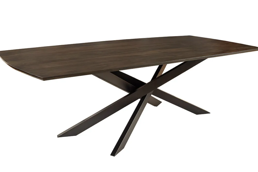 Riess-Ambiente Mehr...|Massivholzesstische > Massiver Esstisch SIGNUM 220cm dunkelbraun Mangoholz Bootsform Sterngestell