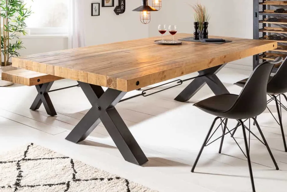 Riess-Ambiente Esstische|Mehr... > Massiver Esstisch THOR 240cm natur recyceltes Pinienholz Industrial Design