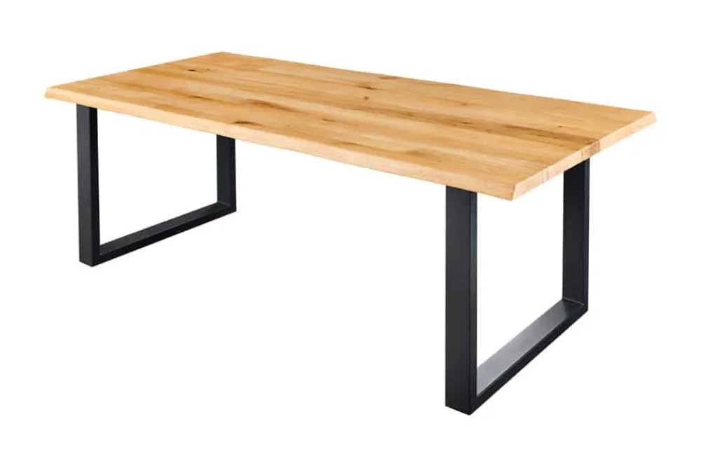 Riess-Ambiente Esstische|Mehr... > Massiver Esstisch WILD OAK 160cm natur schwarz Wildeiche Baumkante Metall U-Gestell