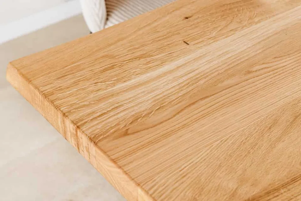 Riess-Ambiente Esstische|Mehr... > Massiver Esstisch WILD OAK 160cm natur schwarz Wildeiche Baumkante Metall U-Gestell