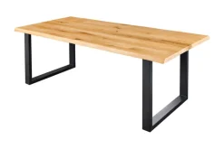 Riess-Ambiente Esstische|Mehr... > Massiver Esstisch WILD OAK 200cm natur schwarz Wildeiche Baumkante Metall U-Gestell