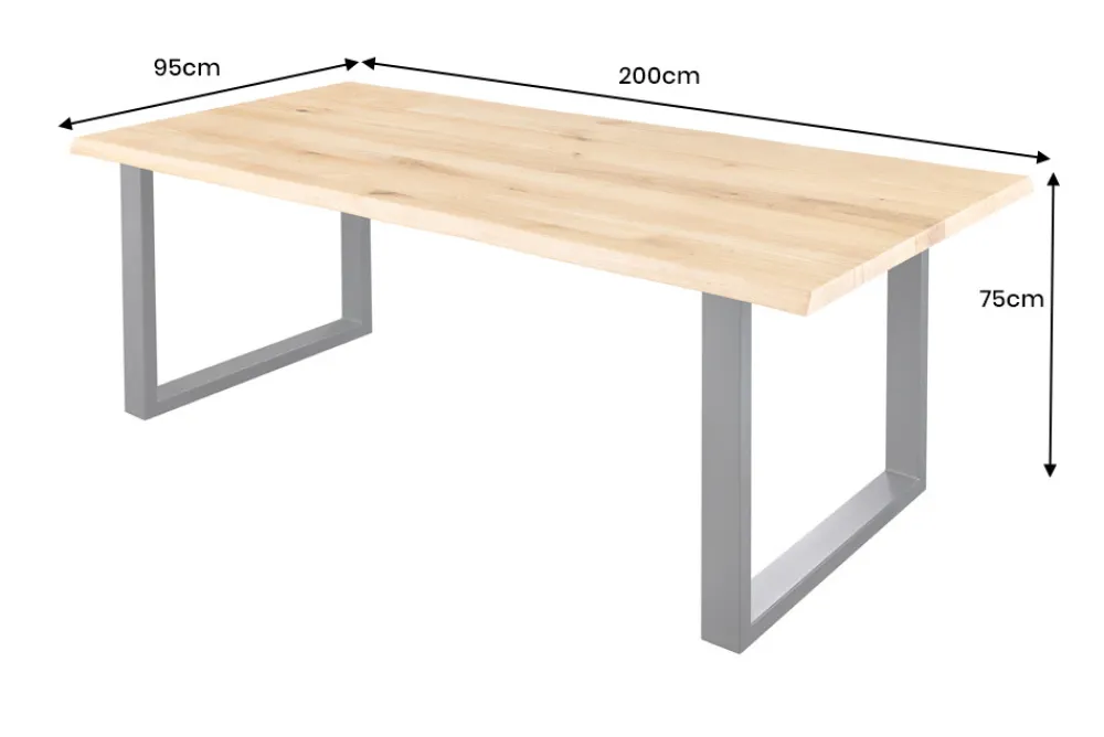 Riess-Ambiente Esstische|Mehr... > Massiver Esstisch WILD OAK 200cm natur schwarz Wildeiche Baumkante Metall U-Gestell