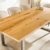 Riess-Ambiente Esstische|Mehr... > Massiver Esstisch WILD OAK 160cm natur silber Wildeiche Baumkante Edelstahl U-Gestell