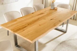 Riess-Ambiente Esstische|Mehr... > Massiver Esstisch WILD OAK 160cm natur silber Wildeiche Baumkante Edelstahl U-Gestell