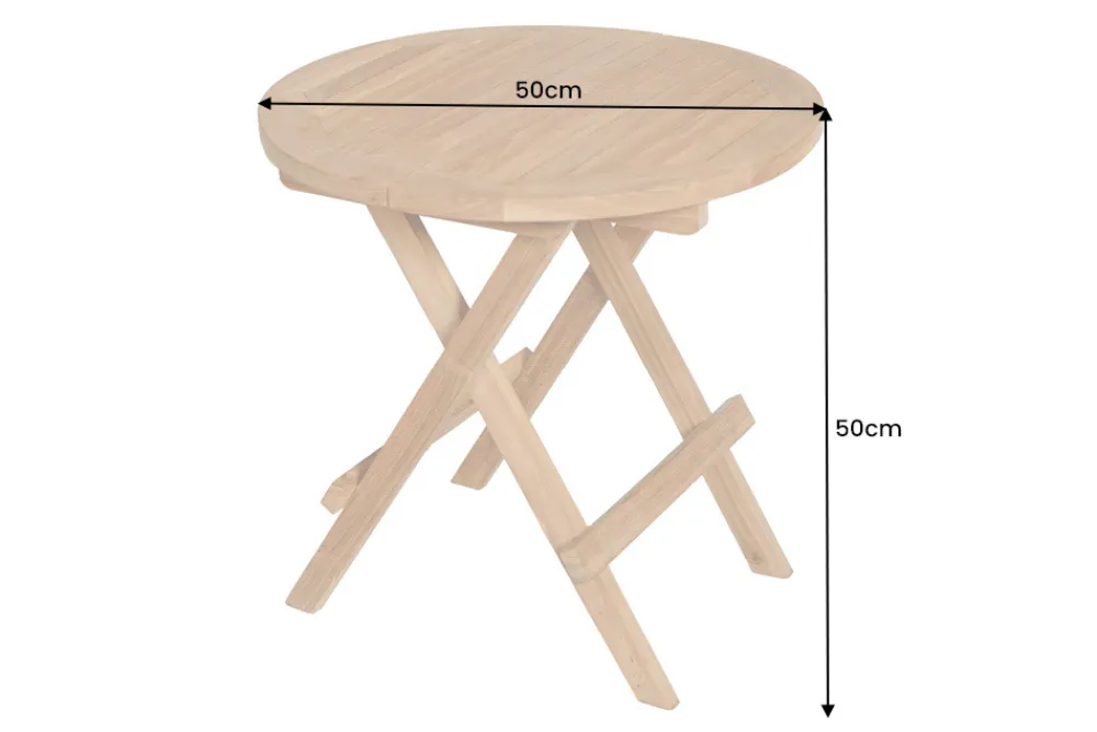 Riess-Ambiente Mehr...|Massivholz Gartenmöbel > Massiver Gartenbeistelltisch EMPIRE TEAK 50cm natur Teakholz klappbar rund Outdoor