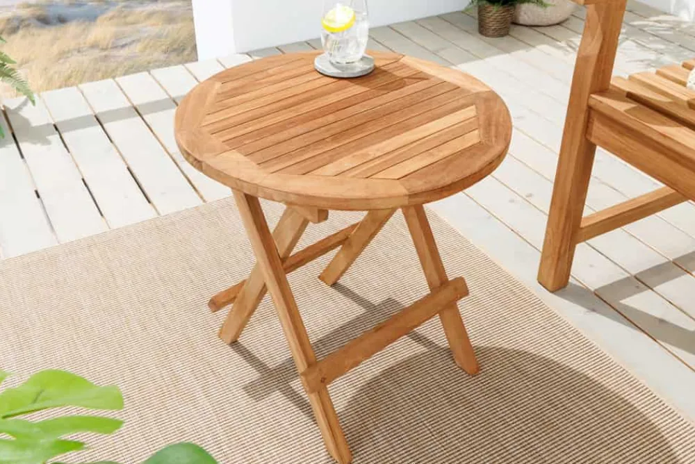 Riess-Ambiente Mehr...|Massivholz Gartenmöbel > Massiver Gartenbeistelltisch EMPIRE TEAK 50cm natur Teakholz klappbar rund Outdoor