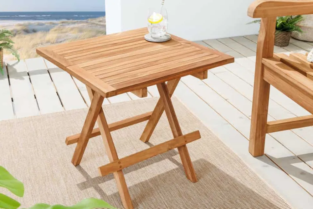 Riess-Ambiente Mehr...|Massivholz Gartenmöbel > Massiver Gartenbeistelltisch EMPIRE TEAK 50cm natur Teakholz klappbar