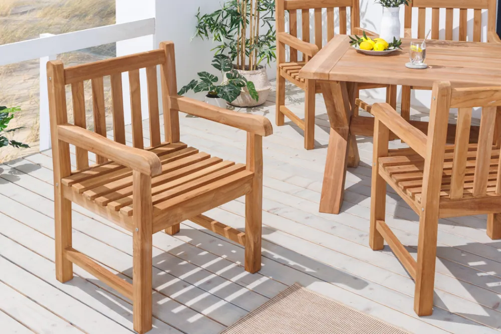 Riess-Ambiente Mehr...|Massivholz Gartenmöbel > Massiver Gartenstuhl EMPIRE TEAK natur Teakholz Outdoor
