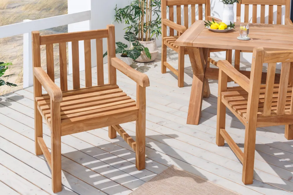 Riess-Ambiente Mehr...|Massivholz Gartenmöbel > Massiver Gartenstuhl EMPIRE TEAK natur Teakholz Outdoor