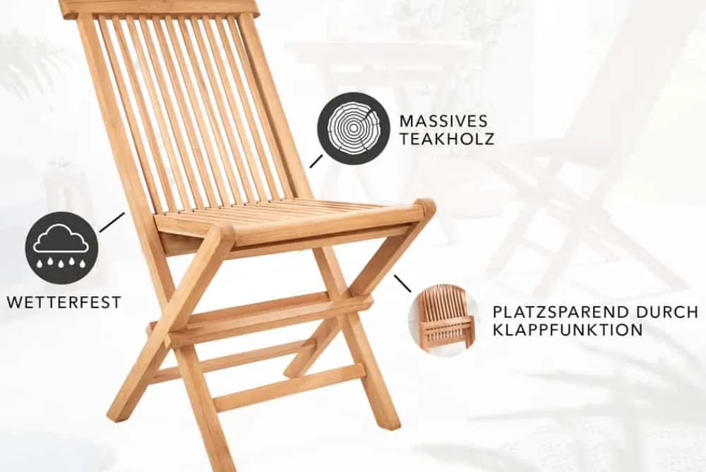 Riess-Ambiente Mehr...|Massivholz Gartenmöbel > Massiver Gartenstuhl EMPIRE TEAK Teakholz klappbar Hochlehner wetterfest