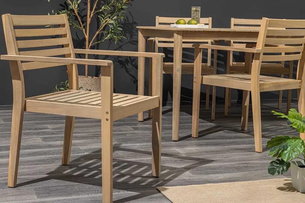 Riess-Ambiente Haus & Garten|Mehr... > Massiver Gartenstuhl KOPENHAGEN natur Akazienholz anthrazit In- und Outdoor inkl. Kissen