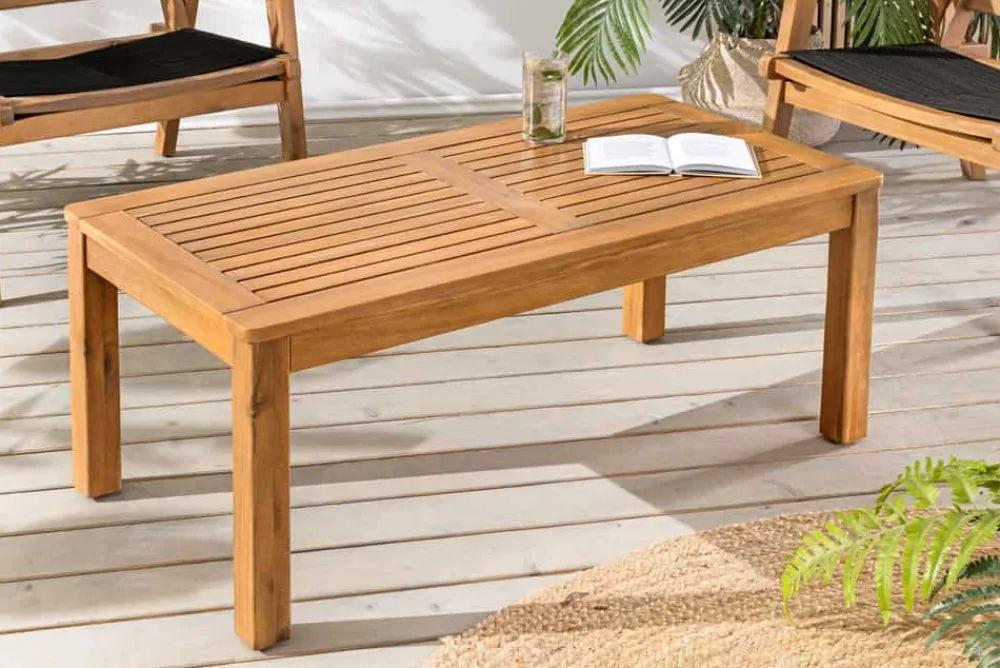 Riess-Ambiente Mehr...|Massivholz Gartenmöbel > Massiver Gartentisch BALI 100cm Akazienholz wetterfest Outdoor-Loungetisch