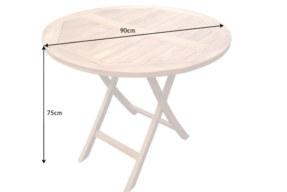 Riess-Ambiente Mehr...|Massivholz Gartenmöbel > Massiver Gartentisch EMPIRE TEAK 90cm Teakholz rund klappbar Balkontisch Outdoor