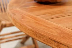 Riess-Ambiente Mehr...|Massivholz Gartenmöbel > Massiver Gartentisch EMPIRE TEAK 120cm natur Teakholz rund klappbar Outdoor Balkontisch