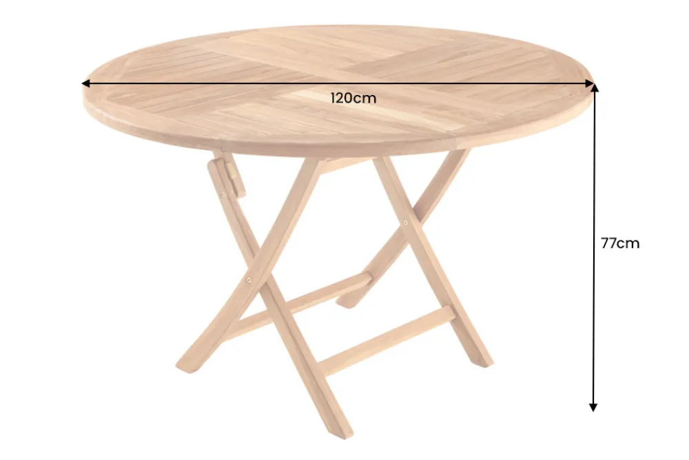 Riess-Ambiente Mehr...|Massivholz Gartenmöbel > Massiver Gartentisch EMPIRE TEAK 120cm natur Teakholz rund klappbar Outdoor Balkontisch