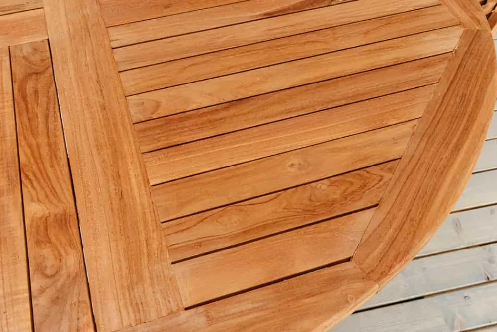 Riess-Ambiente Mehr...|Massivholz Gartenmöbel > Massiver Gartentisch EMPIRE TEAK 120cm natur Teakholz rund klappbar Outdoor Balkontisch