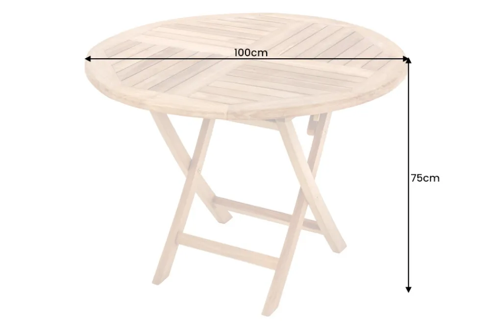 Riess-Ambiente Mehr...|Massivholz Gartenmöbel > Massiver Gartentisch EMPIRE TEAK 100cm natur Teakholz rund klappbar Outdoor Balkontisch