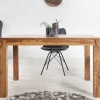 Riess-Ambiente Mehr...|Massivholzesstische > Massiver Holz Esstisch PURE 120-200cm braun Sheesham stone finish mit Ansteckplatten