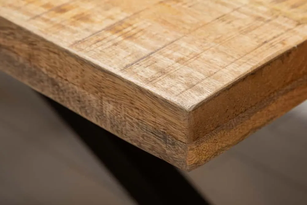 Riess-Ambiente Mehr...|Massivholzesstische > Massiver Industrial Esstisch GALAXIE 200cm Mangoholz sternenförmiges Gestell