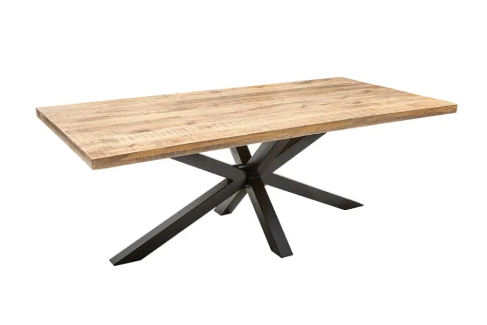 Riess-Ambiente Esstische|Mehr... > Massiver Industrial Esstisch GALAXIE 160cm Mangoholz sternenförmiges Gestell