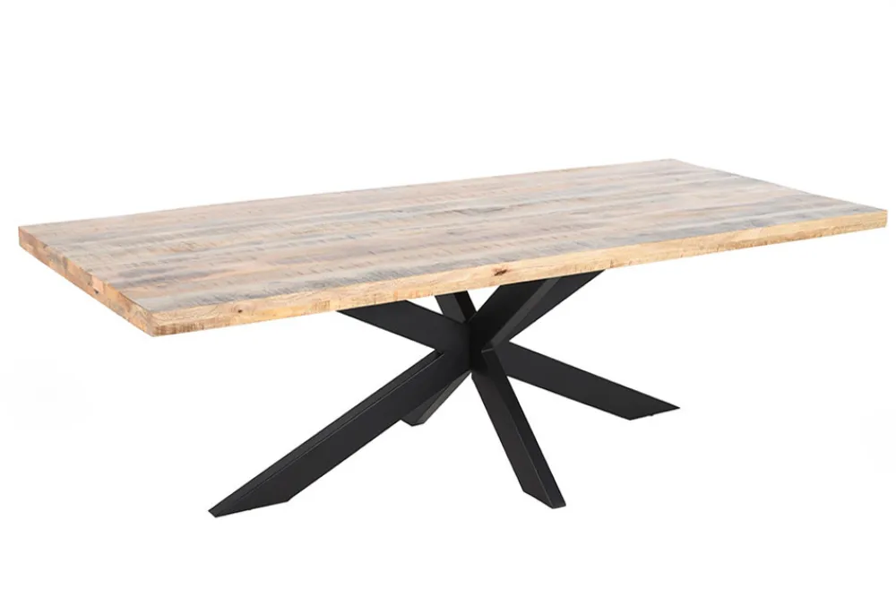 Riess-Ambiente Mehr...|Massivholzesstische > Massiver Industrial Esstisch GALAXIE 240cm natur Mangoholz schwarz Sterngestell