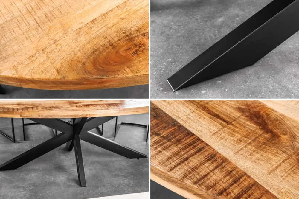 Riess-Ambiente Mehr...|Massivholzesstische > Massiver Industrial Esstisch GALAXIE 240cm natur Mangoholz oval Sterngestell