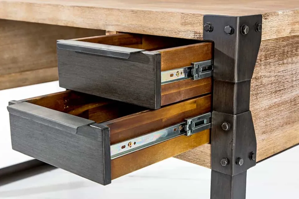 Riess-Ambiente Mehr...|Mehr... > Massiver Industrial Schreibtisch FACTORY 135cm Akazie weiß gekälkt