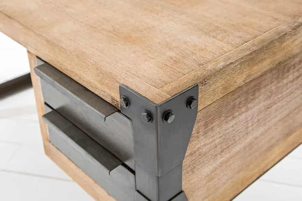 Riess-Ambiente Mehr...|Mehr... > Massiver Industrial Schreibtisch FACTORY 135cm Akazie weiß gekälkt