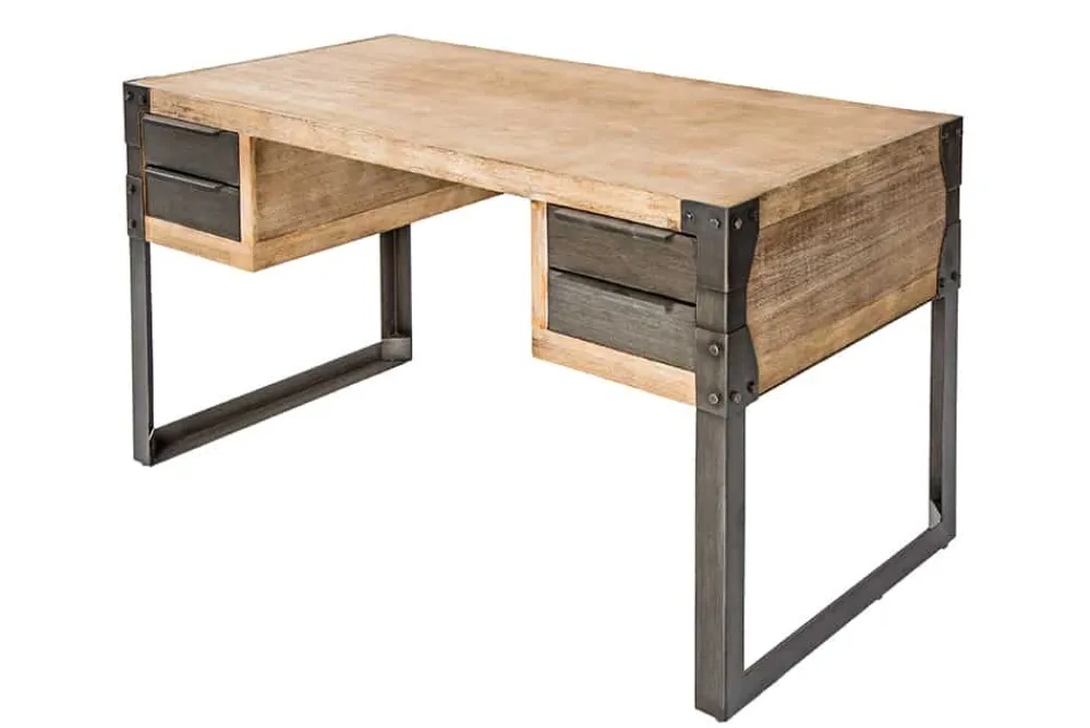 Riess-Ambiente Mehr...|Mehr... > Massiver Industrial Schreibtisch FACTORY 135cm Akazie weiß gekälkt